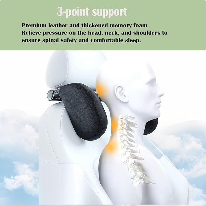 180° Adjustable Car Headrest Pillow,Neck Support Pillow, U-Shaped Memory Foam Travel Sleeping Pillow, Multi-Function Hook Design for Adults and Kids(Yellow)