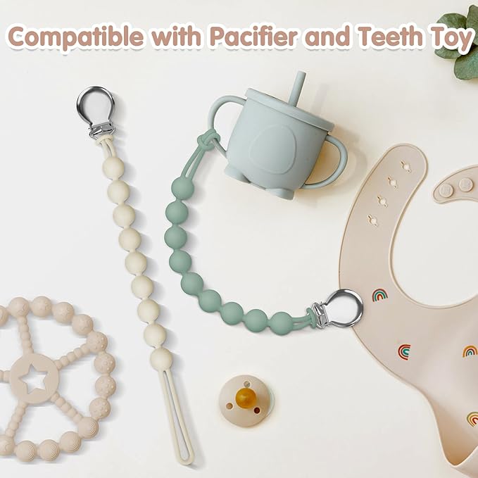 Pacifier Clips for Baby Girls Boys - Loviomad Silicone Paci Clip for Philips Avent Soothie Binky Holder, Baby Newborn Essentials Shower Birthday Gift (4-Pack)