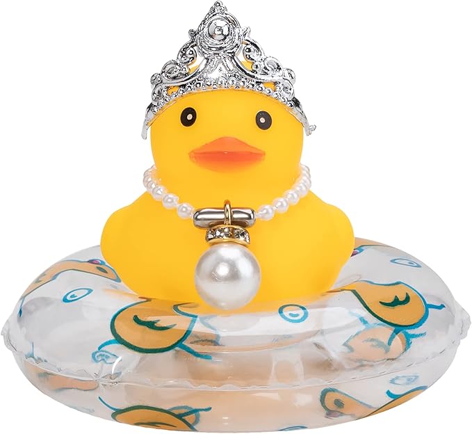wonuu Car Duck Rubber Duck Car Ornaments Duck Car Dashboard Decorations with Mini Crown and Necklace, C-Female Crown