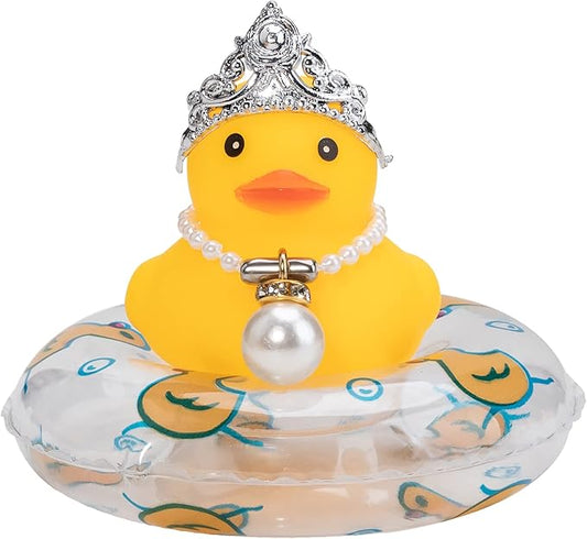 wonuu Car Duck Rubber Duck Car Ornaments Duck Car Dashboard Decorations with Mini Crown and Necklace, C-Female Crown