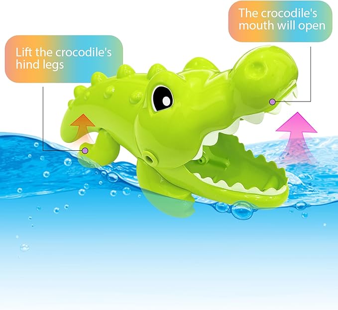 Baby Bath Toy Crocodile and Small Fish for Infant Baby Age 3+ Years Old Toddlers Boys Girls, BPA Free, Kids Shower Gifts