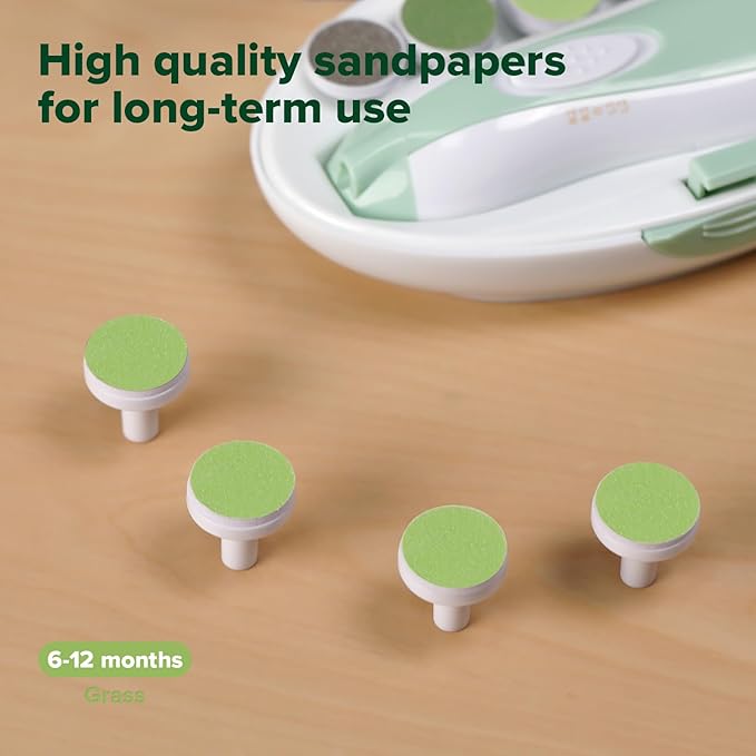 haakaa Electric Nail Trimmer Replacement Pads Baby Nail Trimmer Heads Compatible with All haakaa Nail Trimmers, Suitable for 6-12 Months, Grass