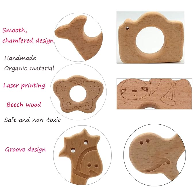 10pcs Natural Wooden Cross Montessori Toy Pendant Pure Natural Beech Wood Animal Plus Shape for Handmade Necklace/Bracelet Accessory (Cross 10pcs)