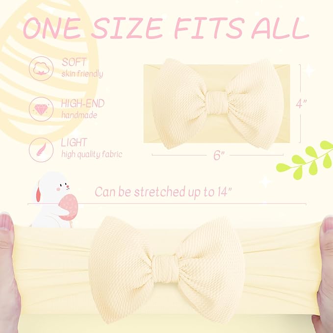 Easter Headbands for Girls Hair Bow Rabbit Cheer Bow Easter Bunny Hairbands Hair Accessories Baby Girl Large Bows Easter Gifts for Baby Biege