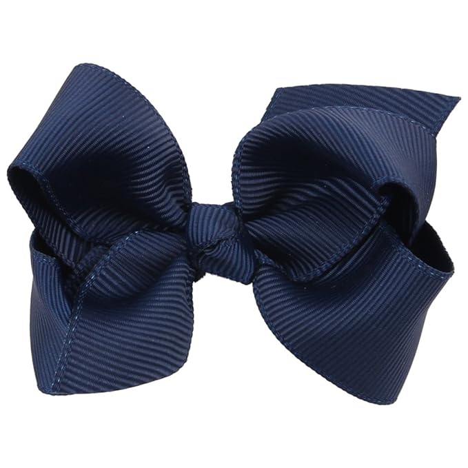 3 Inch Baby Girl Hair Bows Boutique Hair Clip Teens Toddlers Hairpin Headwear - Set of 2 (Navy)