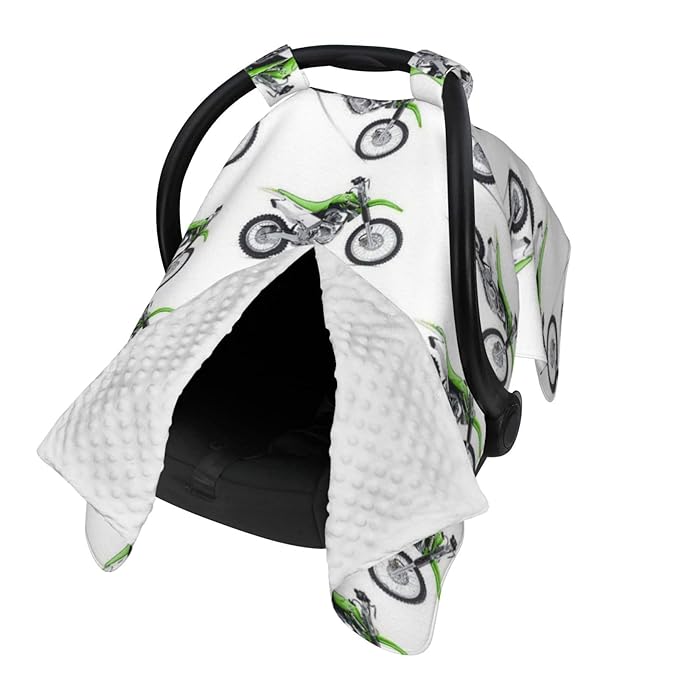 Motorcycle Green Dirt Bike Baby Car Seat, Rain Shelter, Multifunctional Nursing Cover for Newborns, Mother Care, Breastfeeding