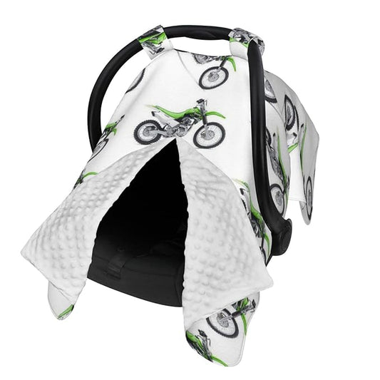 Motorcycle Green Dirt Bike Baby Car Seat, Rain Shelter, Multifunctional Nursing Cover for Newborns, Mother Care, Breastfeeding