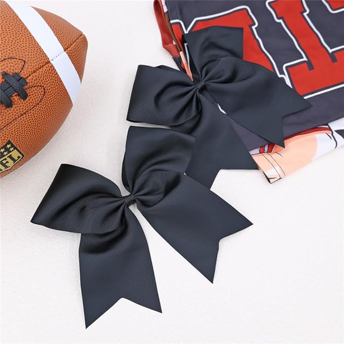 Pack of 2 Black Jumbo Cheer Bow Hair Clips for School Girls Cheerleader Bows 8'' Dancing Softball Basketball Cheerleading Team Hair Accessories