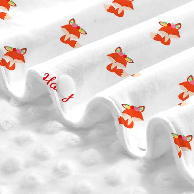 Personalized Red Little Cute Fox Baby Infant Car Seats Canopy for Babies with Name, Custom Lightweight Covers for Baby Boys Girls, Minky Nursing Breastfeeding Stroller Canopies for Newborn