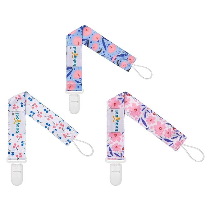 babygoal Floral Pacifier Clips, 6 Pack Binky Paci Holder Leashes Fits for Most Baby Pacifiers and Binkies
