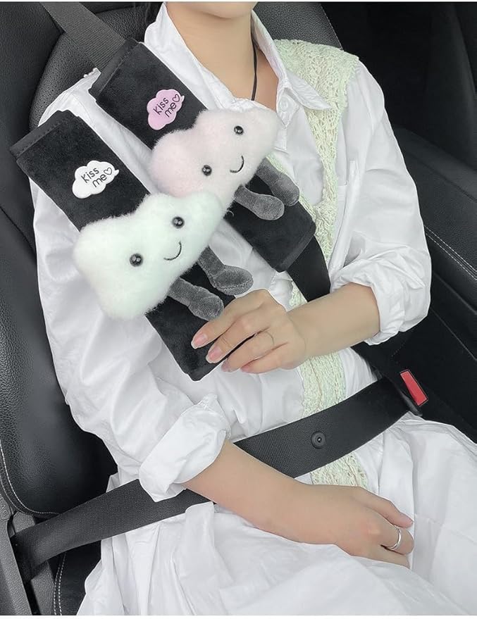 BNTR Car Seat Belt Cover Stocking Stuffers Cute Fluffy Pig Frog Sheep Dinosaur Safety Seatbelt Shoulder Pad Auto Accessory Neck Cushion Protector Seatbelt Shoulder Protector Nice Gift (Sheep)