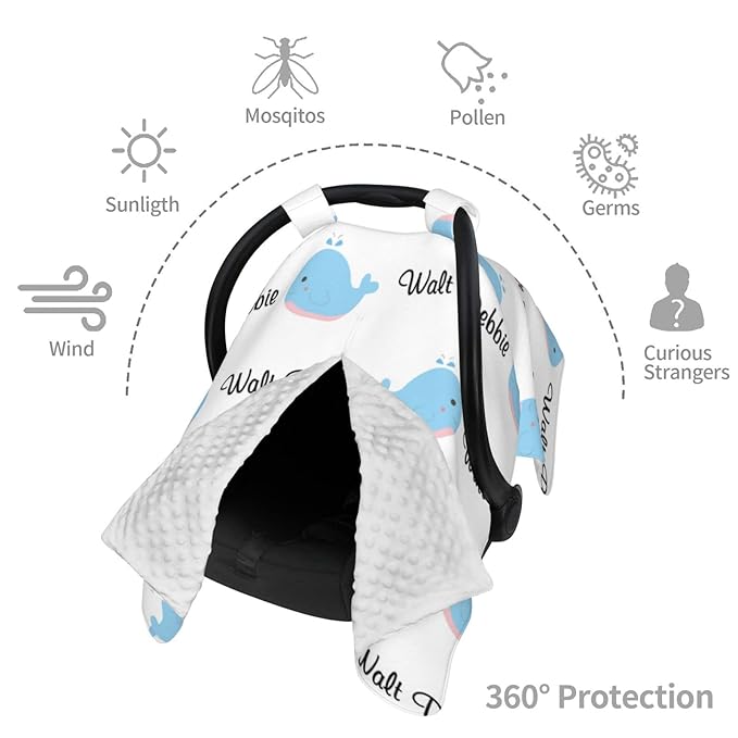 Personalized Baby Name Car Seat Covers for Girls,Nursing Custom Carseat Canopy for Babies Boy Winter Breastfeeding Cover Car Seat Canopies for Newborn Infant Toddler