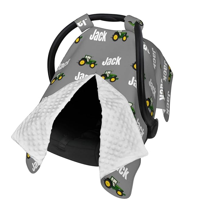 Personalized Baby Car Seat Canopy for Babies with Name, Custom Car Seat Covers for Boys and Girls, Infant Opening Minky Nursing Breastfeeding Stroller Cover Carseat Canopies for Newborn Baby Gifts