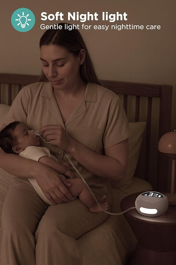 Koalababy Electric Nasal Aspirator for Baby – Hospital-Grade Nose Suction, 9 Suction Levels, Baby Nose Sucker, Nasal Cleaner, Night Light & Music, Soft Silicone Tips, Travel Bag