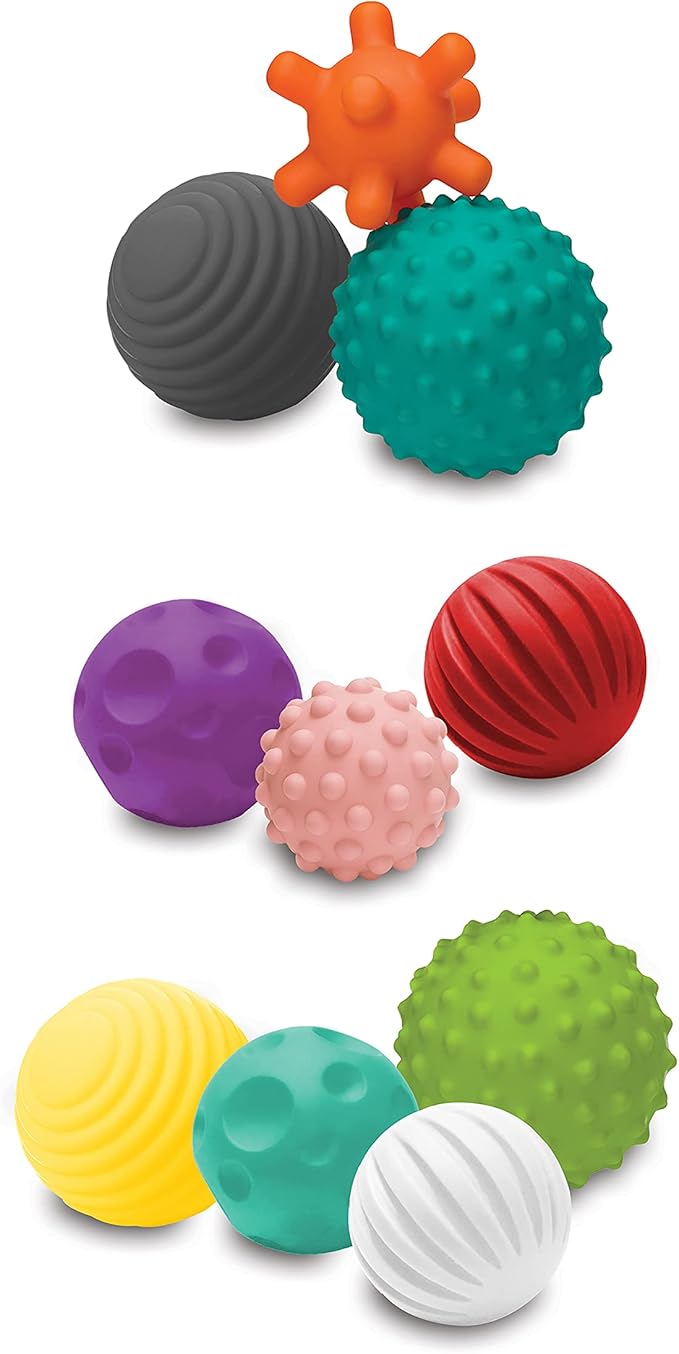 Infantino Textured Multi Ball Set - Toy for Sensory Exploration and Engagement for Ages 6 Months and up, 10 Piece Set