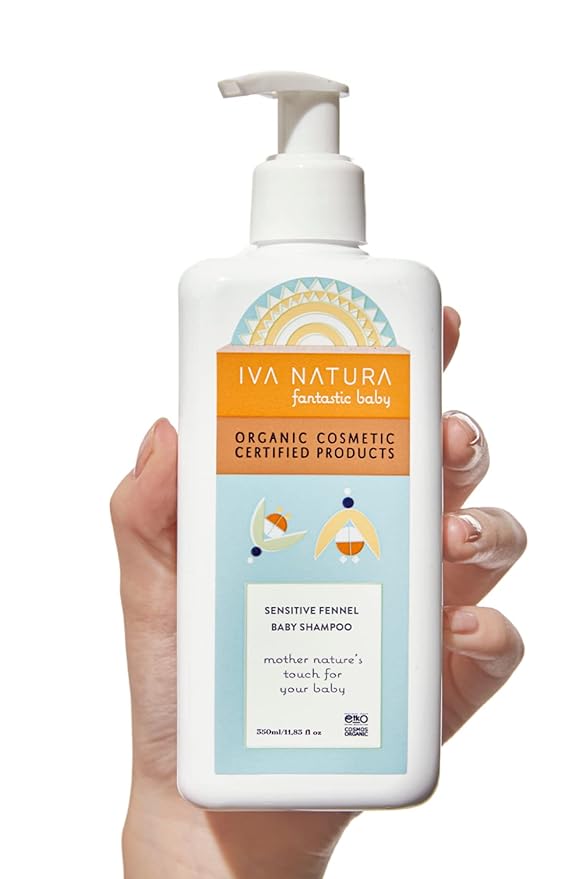 Iva Natura Organic Sensitive Fennel Baby Shampoo Enriched with Chamomile Extracts | Paraben Free, Hypoallergenic Baby wash and Shampoo | Gentle for Baby Shampoo and Body Wash 11.83 fl oz