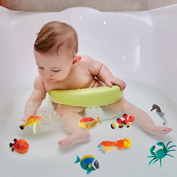 Mold Free Bath Toys for Kids Toddlers, Color Changing Sea Animal, Squishy Mini Sea Creature, Realistic Fish Toys,for Bathtub,Pool, Under The Sea Party Decorations,Cake Topper,Rewards,Gifts