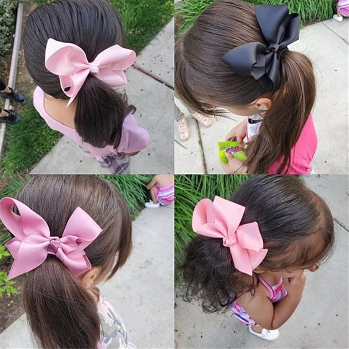 24Colors Boutique Hair Bow Clips for Little Girls - Grosgrain Ribbon Alligator Hair Clip Toddler Baby Girl School Jojo Bow Hair Accessories (24 pcs/4 Inch)