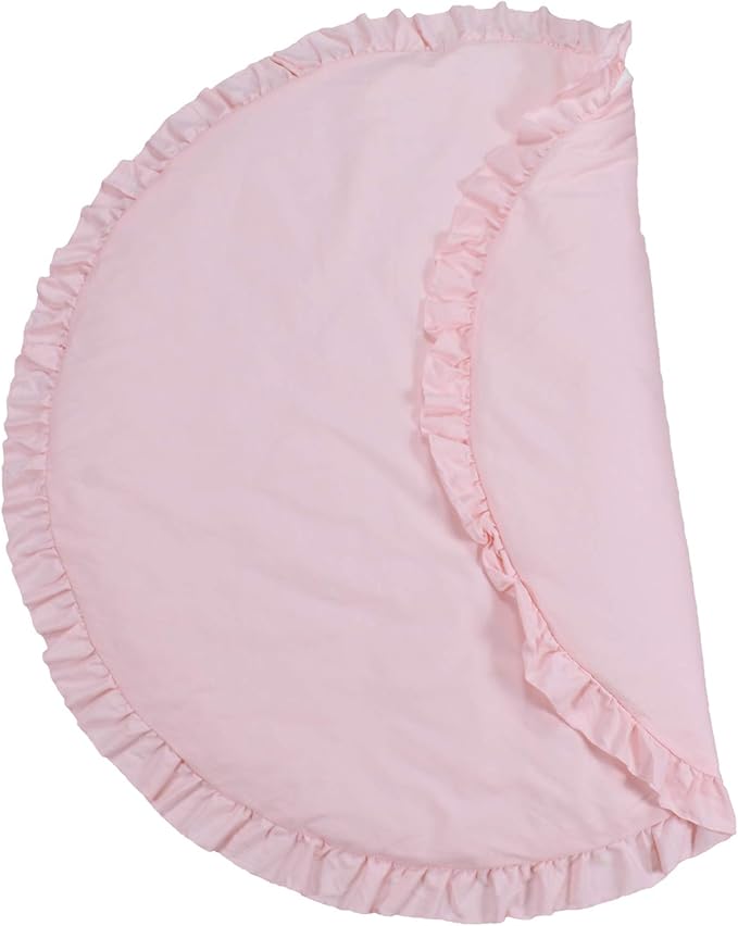 ABREEZE Baby Cotton Play Mat Soft Crawling Mat Pink Detachable Washable Game Blanket Floor Playmats Kids Infant Child Activity Round Rug Home Room Decor