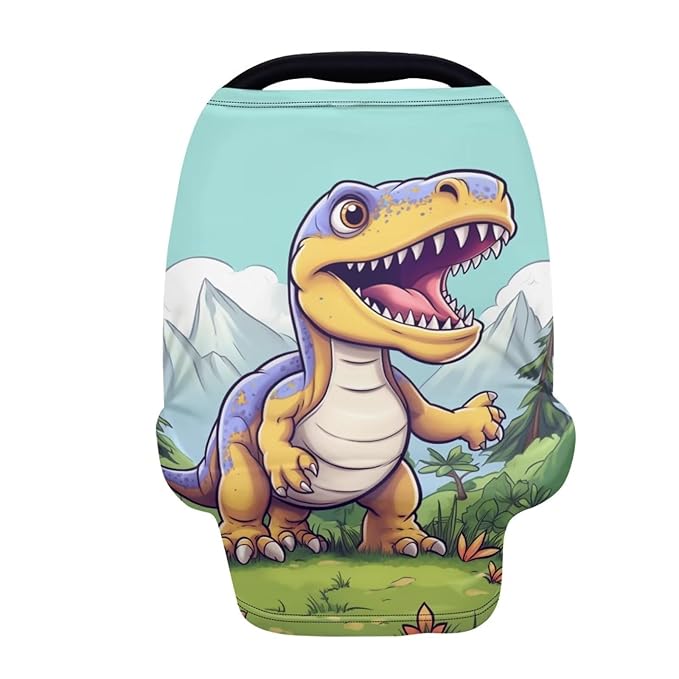 ZFRXIGN Dinosaur Car Seat Cover for Baby Stretchy Infant Carseat Cover Nursing Breastfeeding Cover Car Seat Canopies Scarf Multi-use Stroller,High Chair Cover