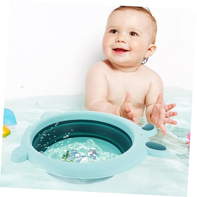 Little Rabbit Portable Baby Wash Basin Foldable Foot Bath Tub for Toddler Face Hands Feet Washing Travel Use Lightweight Safe 13.38X12.20X3.93 Inches