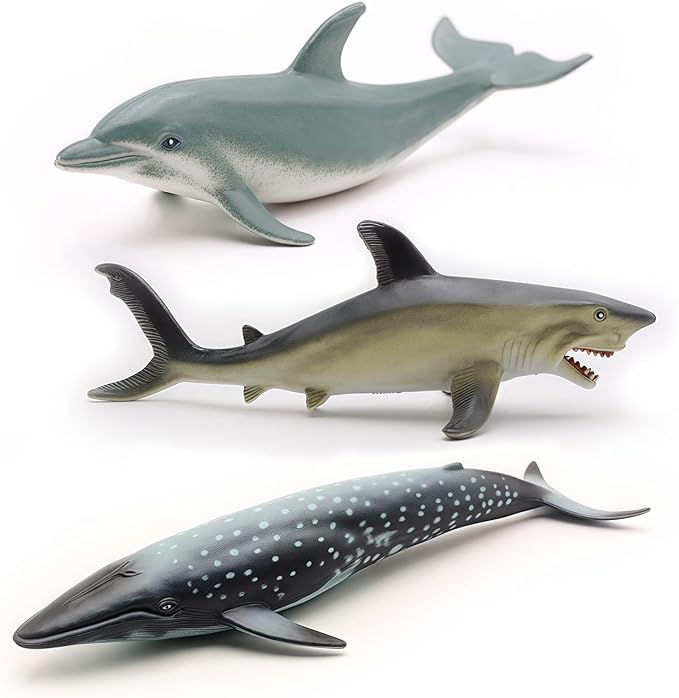 Gemini&Genius Whale Shark Animals Action Figure Toys for Kids (Dolphin, Tiger Shark, Whale Shark)