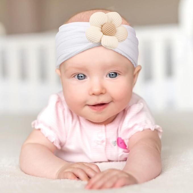DRESHOW BQUBO Baby Nylon Headbands Flower Hairbands Soft Headband for Baby Girls Newborn Infant Toddlers Hair Accessories