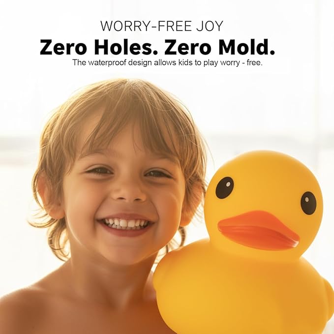 5 Inch 5 Pcs Kalafona Rubber Bathtub Duck/Duckie Waterproof No 'Bebe' No Hole Funny Bath Swimming Pool Toy Without Hole for Kids Birthday Party Favor Home Decor