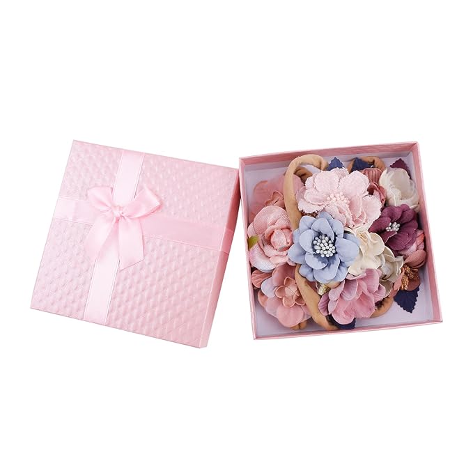 OOSAKU Baby Girl Flower Headbands Set Elastic Floral Headbands Soft Nylon Hair Band for Newborn Toddler Hair Accessories (Z3)