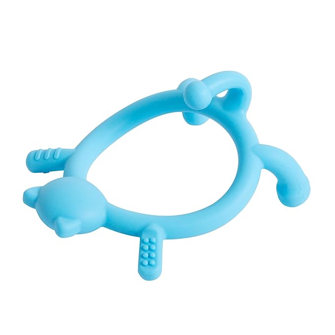 Pigeon Silicone Animal-Shaped Baby Teether, Blue Cat, 6M+, 1 Count – Multi-Textured Teething Relief Toys, Lightweight & Easy to Grasp