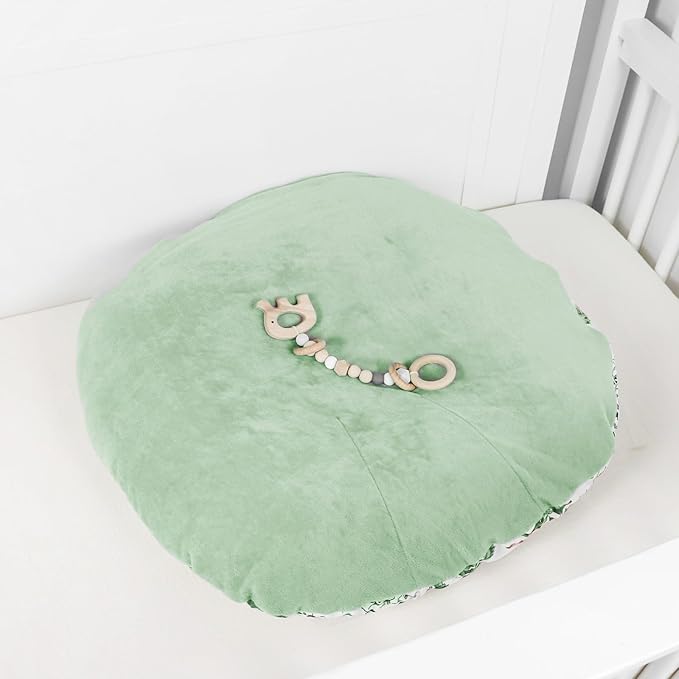 Newborn Lounger Cover for Girls Boys, Removable Soft Baby Lounger Cover, Reversible Infant Lounger Cover Minky, Green Animal