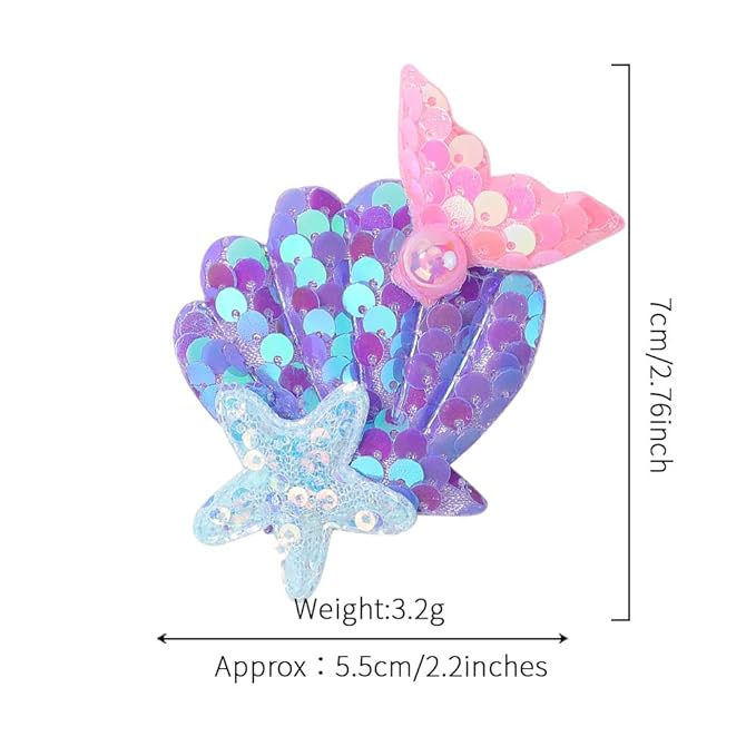 Enchanting Mermaid-Shaped Sequin Hair Clips for Kids - 6 Color Options! (colorful)