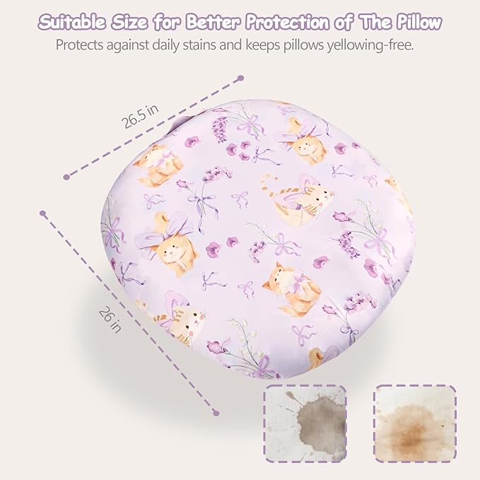 Newborn Lounger Cover Baby Girls Boys, Ultra Soft Comfortable Flower Infant Lounger Pillow Slipcover, Easy Removal and Machine Washable, 1 Cover Only (Cute Cat)