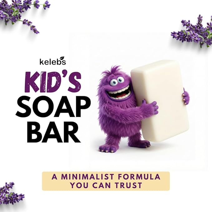 KELEBS Kids Soap Bar, Gentle Lavender Soap, Kids Body Wash Bar, Natural Bar Soap for Kids & Family, with Organic Lavender Oil, Naturally Scented, 5 Bars
