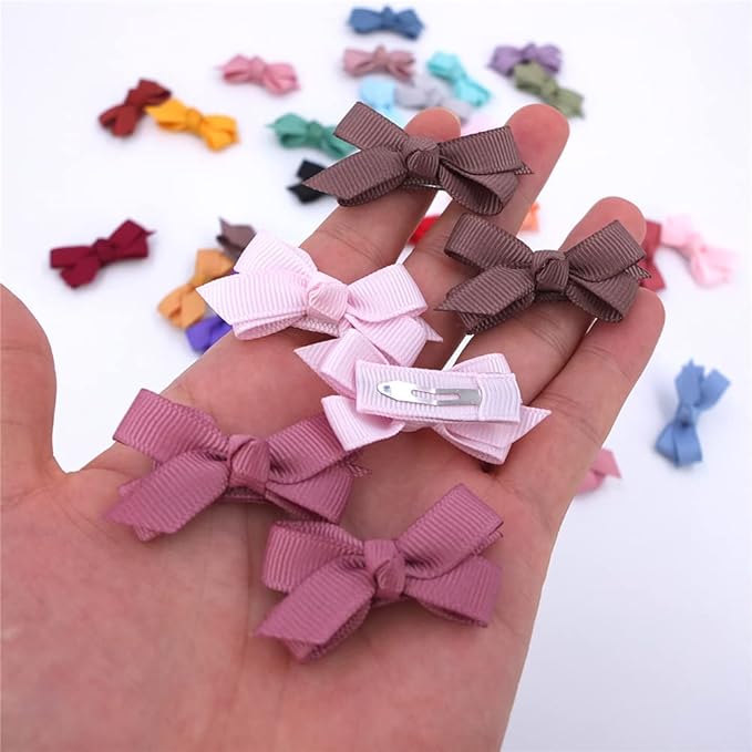 Boutique Baby Hair Clips in Fringe Bangs Toddler Tiny Hair Bow Snap Clips Infant Baby Girls Kids Hair Bows (8 Pairs)