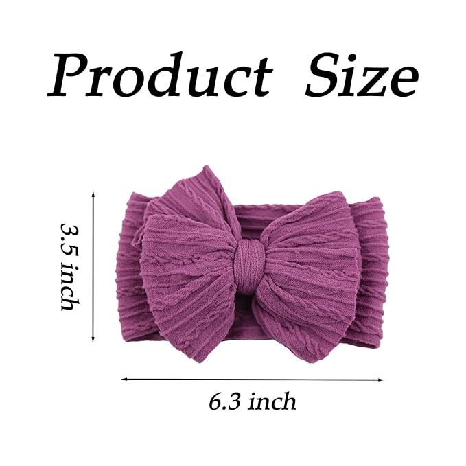 3 Pcs Valentines Baby Bows Headbands Soft Nylon Hairbands Super Elastic Headband Hair Accessories For Baby Girls Infant Toddler Essentials (Pink Light Deep Purple, Mid)