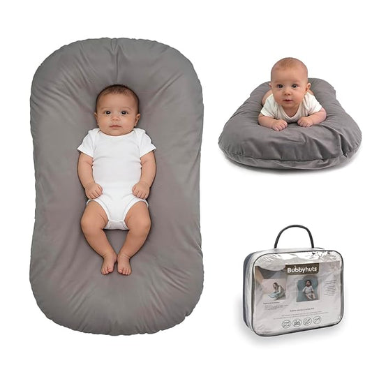 Baby Lounger - Snuggle Cozy Me Infant Lounger for Newborn 0-12 Months, Flannel Cover，Portable Breathable & Soft Baby Nest Lounger for Home and Travel - Grey