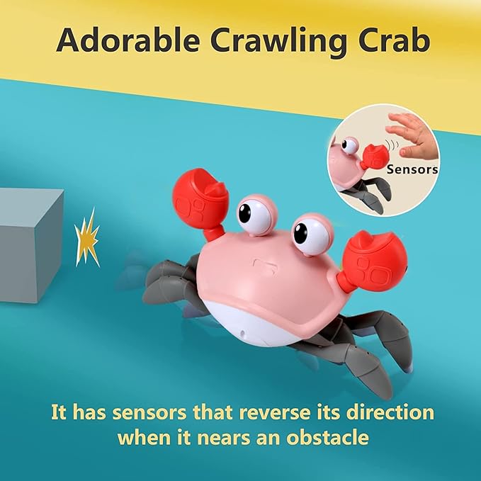 control future Baby Girl Toys Tummy Time: Pink Crawling Crab Babies Montessori Toy Learning 36 Months 3 Year Old Birthday Infant Girls Valentines Gifts Stuff 0 1 2 Essentials