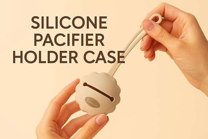 Sweetie Silicone Pacifier Holder Case, Pacifier Container Fits Pacifiers & Pacifier Clip, Portable for Travel Outdoor Activities, Sun Flower, Lion Shape, 1 Piece (Khaki)