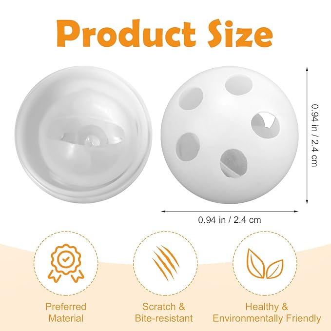 Rattle Ball Inserts, 50PCS 24mm (0.94in) Whilt Rattle Inserts for Crochet Baby Toys Bulk Doll Squeaker Replacement, Dog Plaything Repair Parts, Craft Noise Maker Refills for Plush Toys, Lead Free