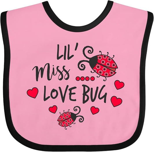 inktastic Lil Miss Love Bug with Lady Bug and Hearts Baby Bib