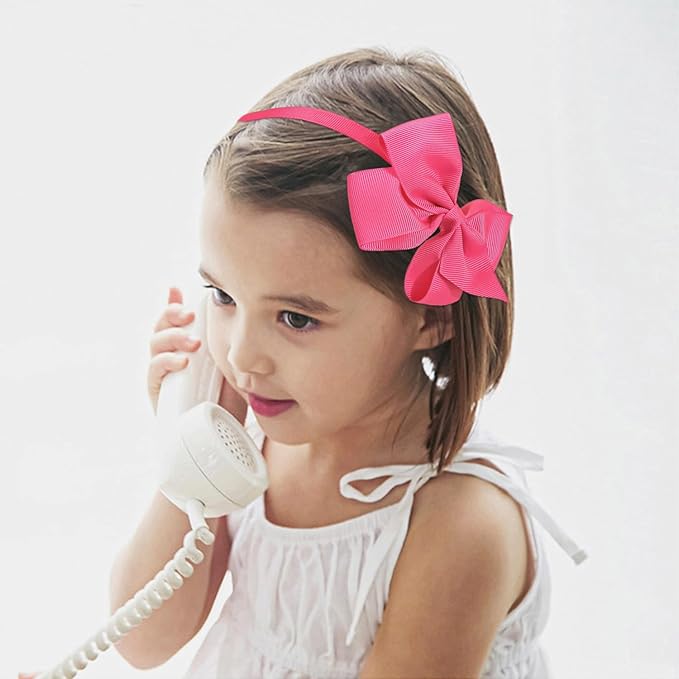 XIMA 16Piece Headband with Bow for Toddlers Teens, 16 Colors Grosgrain Ribbon Bows Hair Bands for Girls,Kids Children and Women, Cute Hairbands for Daily School Hair Accessories
