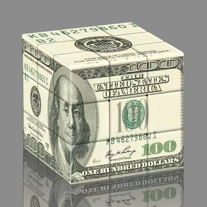 Dollar Cube 3x3 Magic Cube US Dollar Bill Speed Cube Puzzle Toy (1 Dollar)