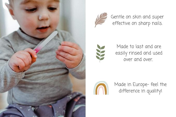 Baby Nail File by baby blue giraffe (Pink & Blue) The Original Glass Baby Nail File- 100% Made in Europe (1 Pink and 1 Blue Combo)