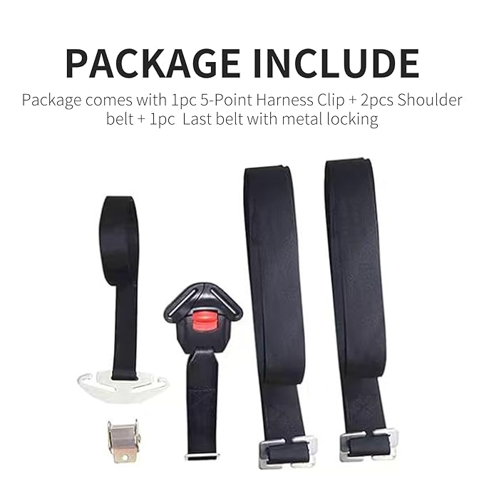 Baby Highchair Stroller Pushchair 5pt 5 Point Harness with Locking Buckle Adjustable Straps, Belt Width 38mm/1.5in, Shoulder Belt Length 44.8in