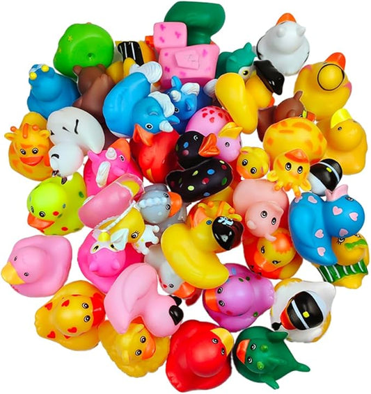 Assorted Rubber Duck Small Rubber Ducks in Bulk Baby Shower Bath Toy for Kids Toddler Birthday Christmas Party Favors Stocking Stuffers Classroom Incentives (Assortment Ducks 12pcs)