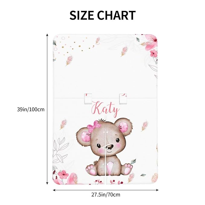 Personalized Baby Car Seat Canopy for Babies, Custom Name Car Seat Covers for Baby Girl, Cute Little Bear Opening Minky Nursing Breastfeeding Cover for Infant, Carseat Canopies for Newborn