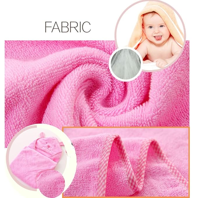Baby Hooded Toddler Towel with Bear Ear- Soft and Thick 100% Cotton Bath Set for Kids Girls Boys Infant ad Toddler, Good Choice (Pink)