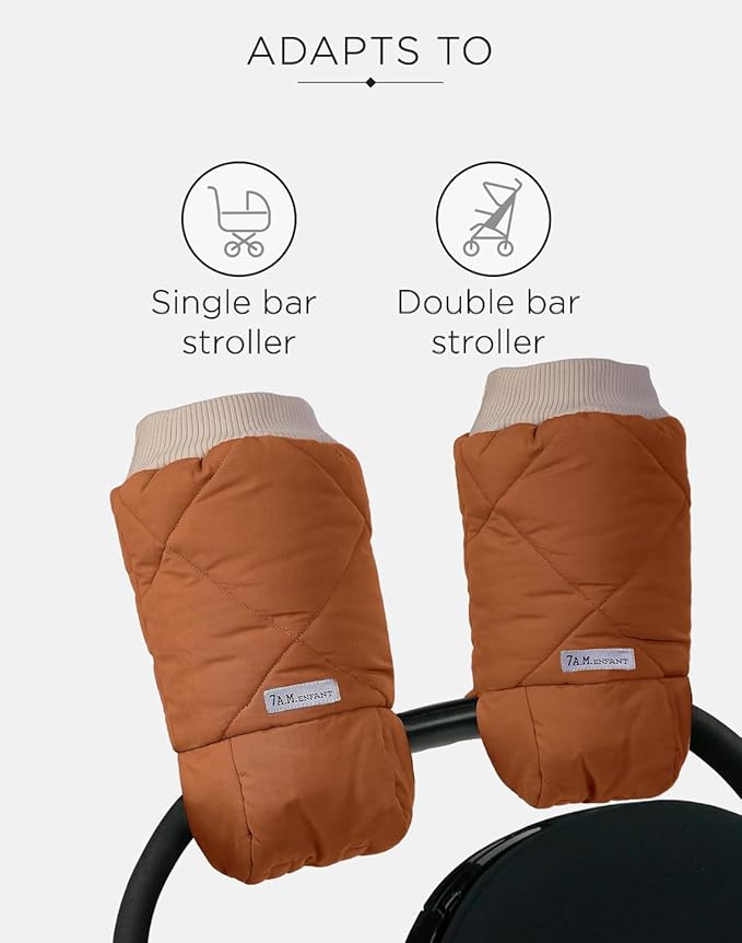 7AM Enfant Stroller Warmmuffs Gloves - Anti-Freeze Stroller Mittens for Handlebars, Water Repellent Hand Warmer Muff for Cold Weather, Plush Lined Stroller Warmmuffs | Winter Stroller Accessories