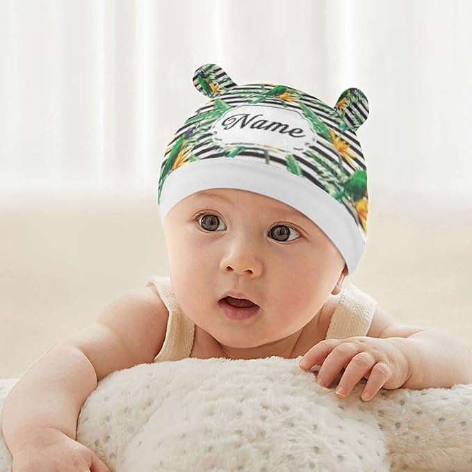 Personalized Baby Car Seat Covers for Boys Girls, Customized Carseat Cover with Name, Infant Stroller Canopy, Nursing Cover Breastfeeding Scarf for Newborn Babies, Tropical Plant Striped